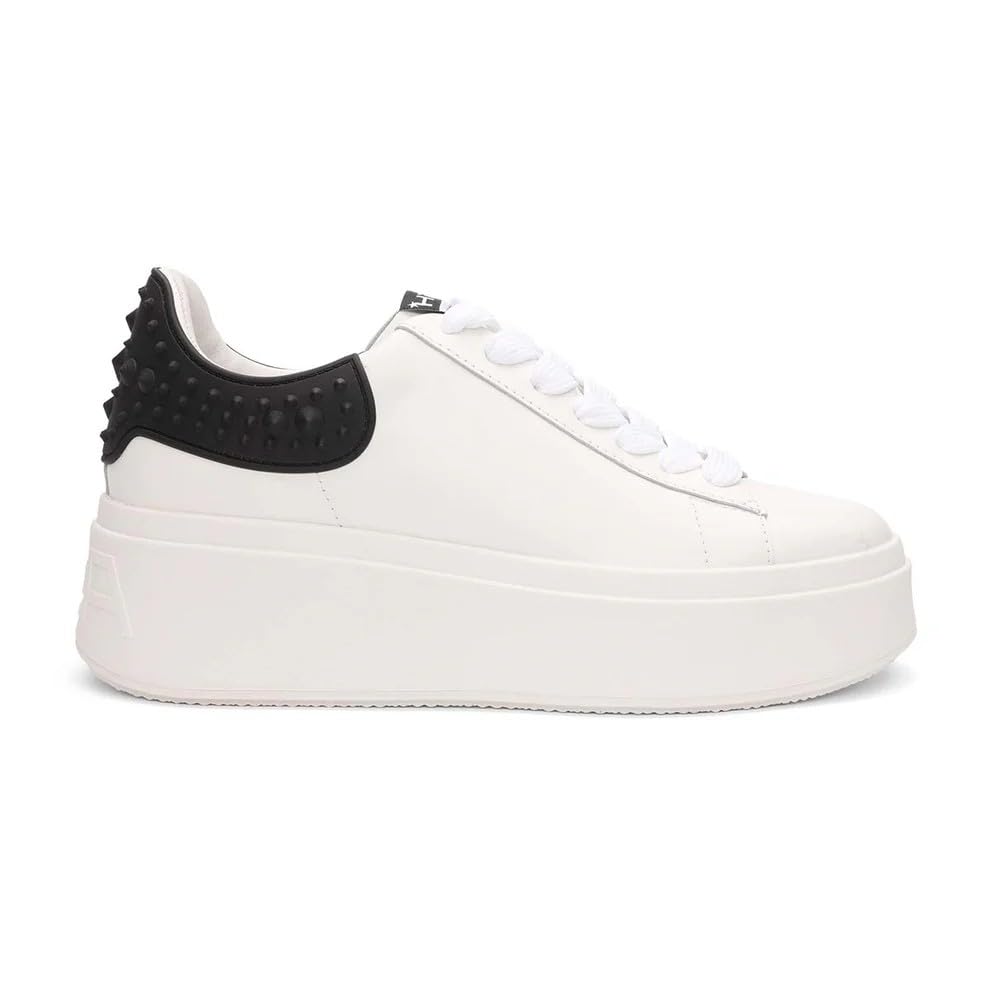 ASH Women's Moby Rubber Sneaker-Stylish, Comfortable, Versatile Footwear for Everyday Wear, Lace-Up Design, Durable Sole, White/Black, 5.5-64