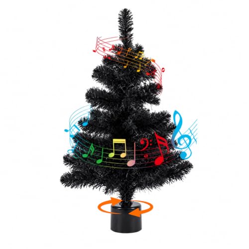 Halloween Decor, 2FT Black Rotating Halloween Tabletop Tree, Pre-Lit with 35 Purple LED Lights,Battery Powered Tree for Halloween, Fall, Christmas & All Season Indoor Holiday Decor - image 7