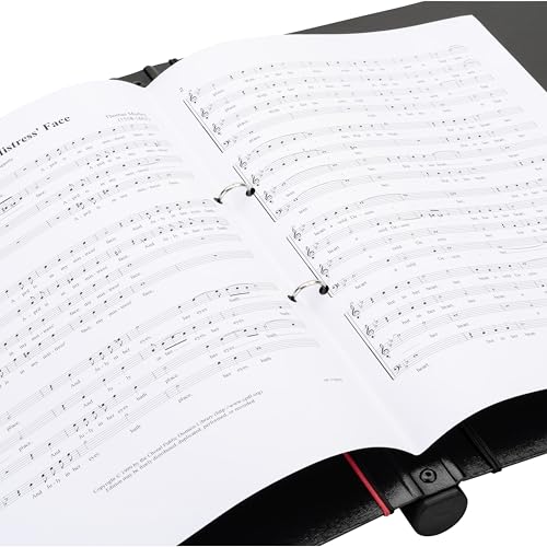 Original Falken Chormappe Gloria DIN A4 aus schwarzer Pappe mit eleganter Prägung ergonomischem Griff Ringmechanik 4 Haltegummis und 2 Sichttaschen innen extrem leicht Notenmappe Gesangsmappe