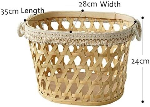 Cestas de Almacenamiento, Cesta de Almacenamiento portátil Tejida de Madera Organizador de Cocina Cesta de Pan de Fruta de Picnic Decoración de Cesta de Escritorio de mimbre pequeña (Tamaño : L) ( Siz