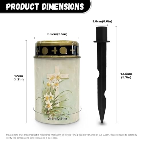 Image of Cross and Floral Cemetery Solar Lights - Waterproof LED Solar Lamp - Flameless Candle - Grave Decorations - Night Light for Outdoor