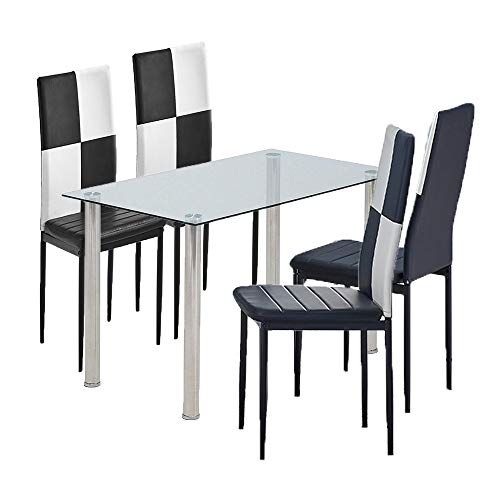 Modern Glass Dinning Table, 47" Clear Dinner Table For 2-6 People, Tempered Glass Dining Room Table With Metal Legs, Rectangular Kitchen Table For Dining Guest Reception #TOP5