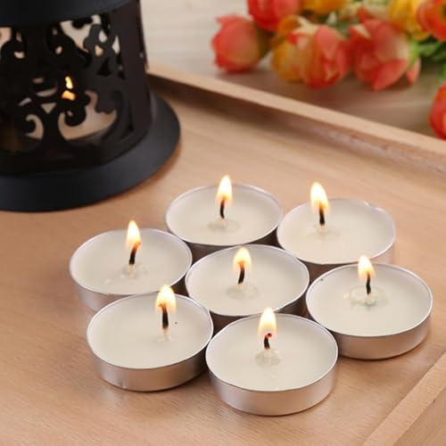 Image of Mkd2 Rise Wax Tealight Candles, 3 Hours Burn Time (Set of 50) Smokeless Unscented Tea Light Candles for Diwali, Puja, Home Decoration & Aroma Diffuser