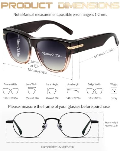 Image of KANASTAL Over Glasses Sunglasses Square Fit Over Polarized Sunglasses UV400