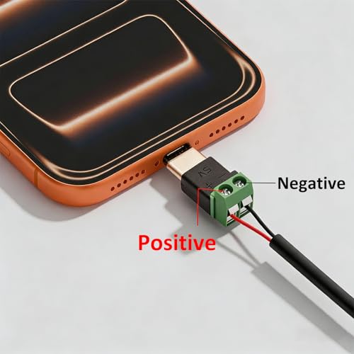 5 conectores USB C macho a terminal tornillo 2 pines verde miniatura 7