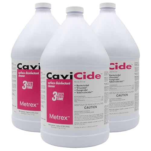 Metrex CaviCide Germicidal Surface Disinfectant Cleaner EPA-Registered Quaternary Ammonium Kills Flu Virus Bacteria & Fungi Hospital- Grade for Medical Dental & Lab 1 Gallon Pack of 3