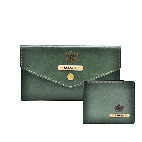 Image of YOUR GIFT STUDIO : Classy Minimal Clutch + Men's Wallet | Couple Gifts (Green)