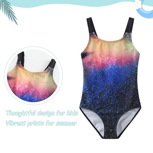 Image of Girls One Piece Swimsuits Tie Dye Bathing Suit Hawaiian Summer Swimwear for Girls 3-16 Years