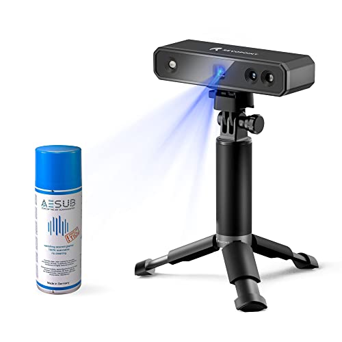 Revopoint Mini scanner 3D,avec pulvÃ©risateur de scan, prÃ©cision jusqu'Ã  0,02 mm et vitesse de numÃ©risation 10 Fps, lumiÃ¨re bleue industrielle, scanner 3D pour combo double d'impression 3D