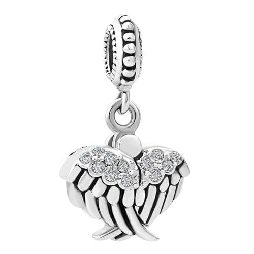 Abalorio compatible con pulseras Pandora de corazón con alas