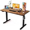 Electric Standing Desk – Sit to Stand Desks for Home Office & Gaming – Height Adjustable Standup Computer Table – One Piece Desktop and Rising Frame with Storage – 48 Inch Brown
