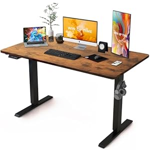 Electric Standing Desk – Sit to Stand Desks for Home Office & Gaming – Height Adjustable Standup Computer Table – One Piece Desktop and Rising Frame with Storage – 48 Inch Brown