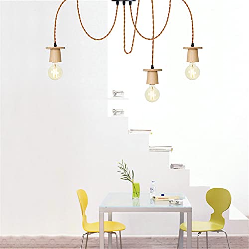 Lámpara Colgante de Madera de Metal Moderna de Techo Diseñor Interior 4