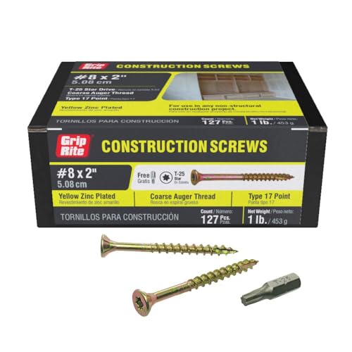 Image of PRIMESOURCE 2GCS1 1LB 8X2 CONST Screw, 8 by 2 inch, Gold