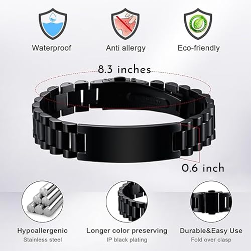 Stainless Steel Medical ID Bracelet for Men & Women - Custom Engraved Medical Alert ID Bracelet for Men & Women - Essential Health Information Wristband - Emergency Safety Accessory 5