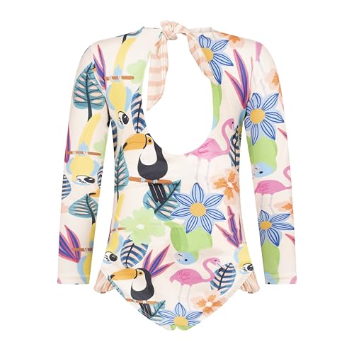 Girls Long Sleeve Swimsuit - UPF 50+ Chlorine Resistant Open Back Girls' Swimwear | Size 6-122
