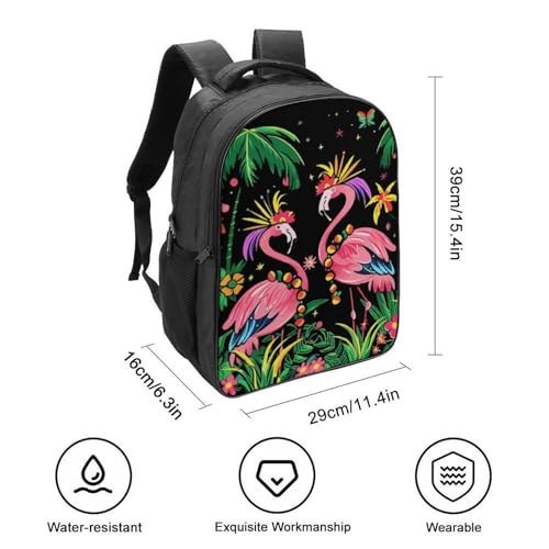 Flamingo Mardi and Gras Day Funny 16 Inch Backpack for Men Women Casual Daypack with 2 Compartment for Travel Work2