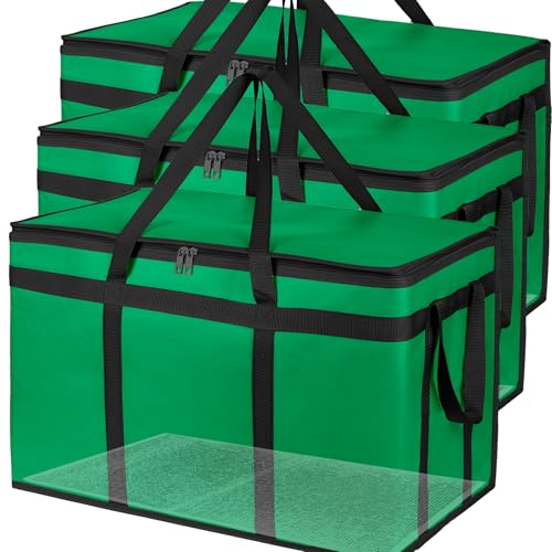 Bodaon 3 Pack Insulated Food Delivery Bags with Hard Bottom, XXXL Cooler