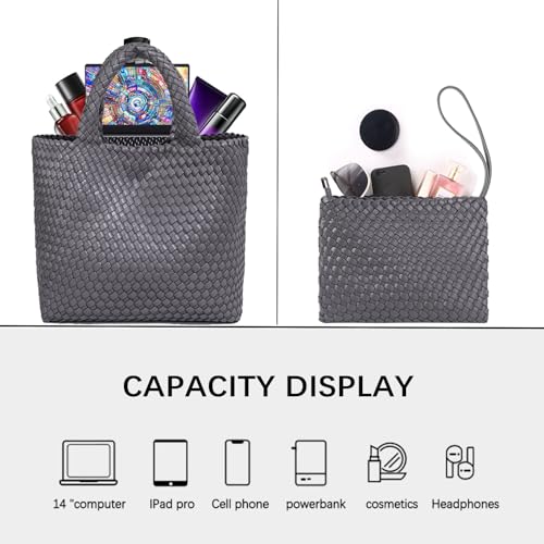 Image of JINMANXUE Fashion Woven Bag Shopper Bag Travel Handbags and Purses Women Tote Bag Large Capacity Shoulder Bags