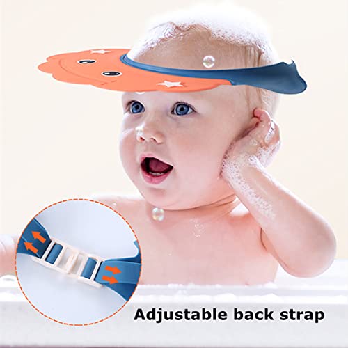 Image of 2 Pieces Baby Shower Cap Shield Toddler Bathing Hat Adjustable Shower Visor Cap Infants Bath Ears Head Protection Safe Shampoo Shower Cap Guard Soft Washing Hair Shield Hat for Kids Boys Girls 6M-6Y