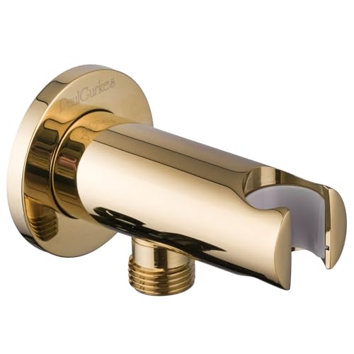 PaulGurkes goldener Wandanschlussbogen Brausehalter Kombi-Halter Gold massives Messing hochwertige Farboberfläche Rundes Design