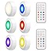 LEDGLE 3W Wireless Armadio Light Efficient Puck Lights Luci notturne RGB Multi-purpose Luci a LED con telecomando, 50lm, IP44 Impermeabile, Angolo a 180 °, Alimentato a batteria, Set di 6