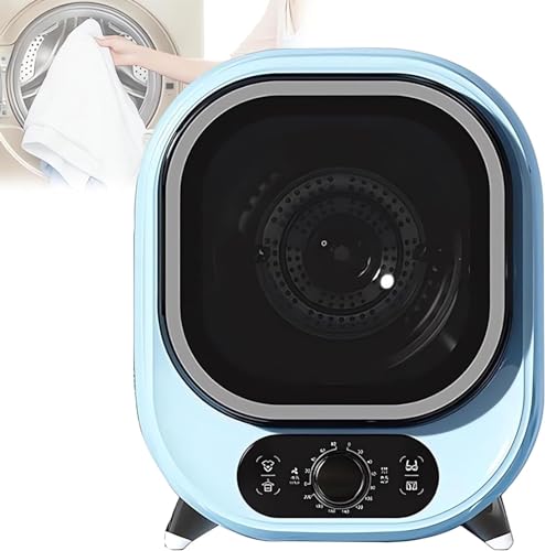 Abluft-Wäschetrockner, Front-Wäschetrockner, Flusen- und Staubfilter, 0–200 Minuten, Timer, Heiß-/Kaltluft, 3D-Trocknung, Überhitzungsschutz, 35 dB, geräuscharm, kompakter Wäscheschleuder (blau)