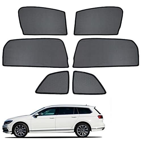 Parasol para ventanilla de Coche 6 Piezas Delanteras Traseras Y Triangulares para Passat B8 Variante 2016-2022 Parasoles para Ventanillas Coche Protección Solar UV Cubiertas Magnéticas