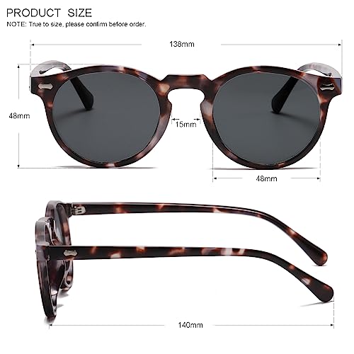 Image of Gleyemor Vintage Polarized Sunglasses for Men Round Sunglasses UV400 Protection Retro Hand-crafted Acetate Frame