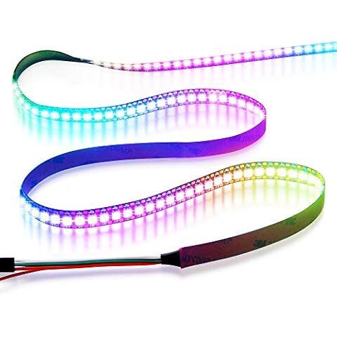 Aclorol WS2812B 144 Pixels Individually Addressable RGB LED Strip 5V, Aclorol 3.3ft Programmable WS2812B WS2812 1M 144 LEDs Dream Color Strip Lighting Non-Waterproof Black PCB Cover