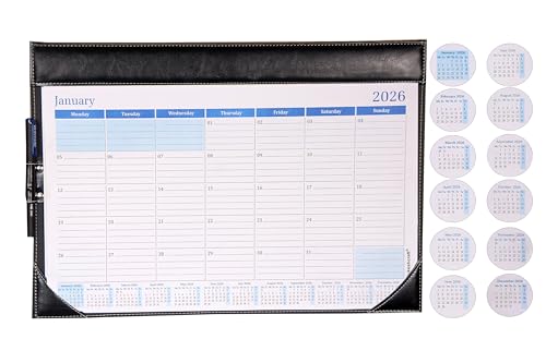 Image of Sukeshcraft Table Planner Calendar 2026 (January 2026 - December 2026) (18.5 inchx13 inchInch.) (2Tone Black)