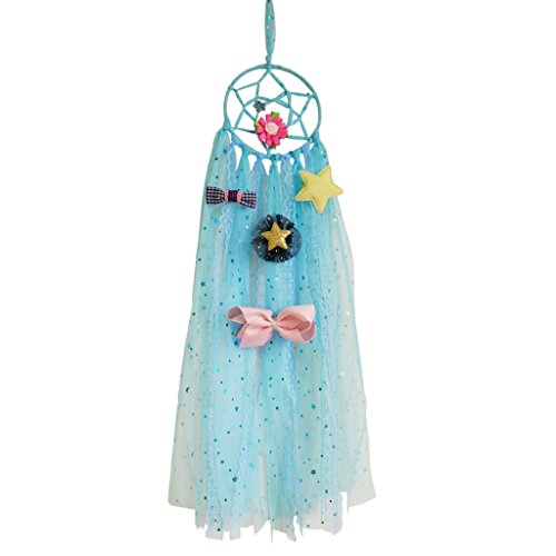 Hixixi Handmade Baby Room Decor Girls Lace Ribbon Hair Clip Hair Bow Holder Storage Organizer (Blue)