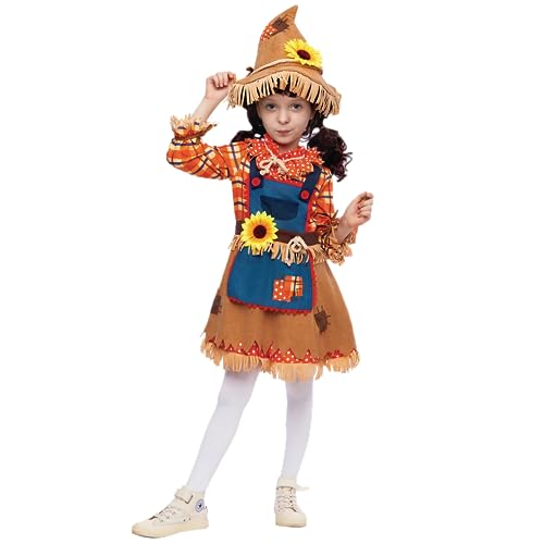 Spooktacular Creations Déguisement d'Épouvantail Doux Tournesol pour Filles Fermière (Medium (8-10 yrs))