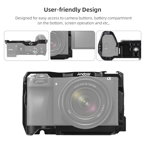 Image of Andoer Camera Stabilizer Cage for Sony A6700, Aluminum Alloy, Black, Camera-Accessories, CAMERA SUPPORT, Handheld /Tripod Mount