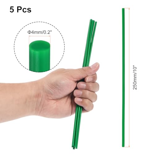 Image of uxcell 5 Pcs Green Plastic Rods 4 x 250mm ABS Styrene Round Stick Round Solid Bar DIY Model for DIY Toys Building Making Architectural Model Making