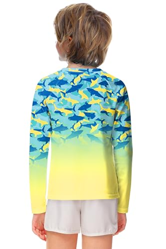 Image of AOBUTE Unisex Kids Rash Guard Long Sleeve SPF 50+ Sun Shirt UV Protection Swim Shirts 3-12 Years