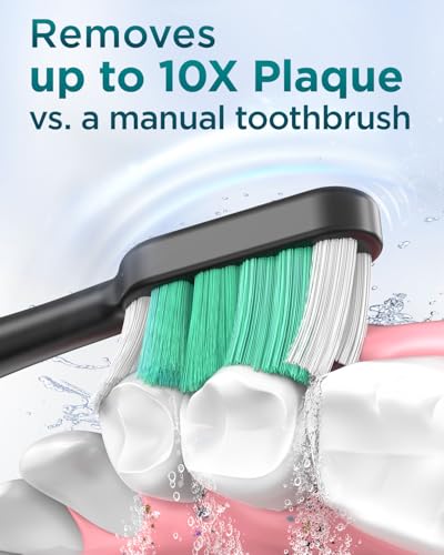 2 Stück Elektrische Zahnbürste Schallzahnbürste für Erwachsene und Kinder - Electric Toothbrush mit 8 Bürstenköpfen und 5 Modi. 90 Tagen Akkulaufzeit, 2 Minuten Smart Timer, Reiseetui – Bild 3