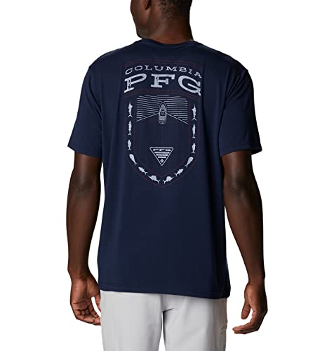 Columbia Men's Pfg Boat Badge Tech Tee Short Sleeve, Collegiate Navy/White Saltwater, Small #TOP1