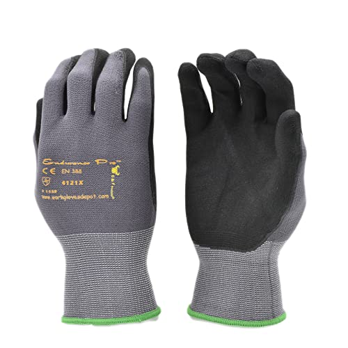 G & F 1529M EndurancePRO MicroFoam Nitrile Coated Work Gloves for General Purposes, Lightweight Work Gloves, 1 Pair, Medium