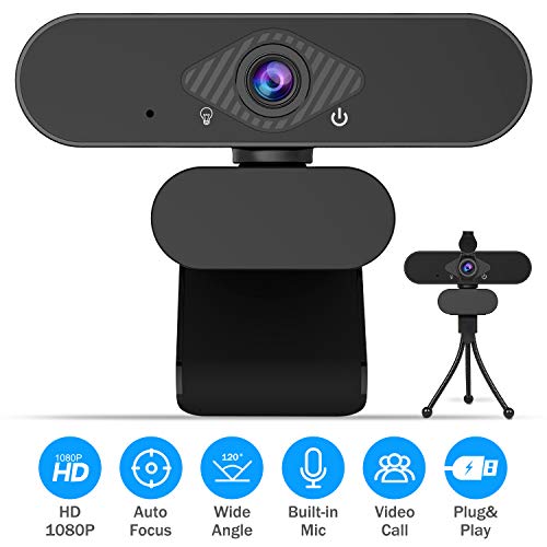 Webcam with Microphone,1080P Full HD Web Cam with Free Tripod,USB Camera Computer HD