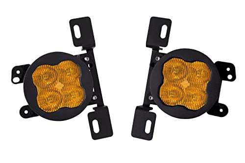 Diode Dynamics SS3 LED Fog Light Kit compatible with Jeep JL Wrangler 2018-2022 Rubicon w/Steel Bumper, Yellow SAE/DOT Fog Max
