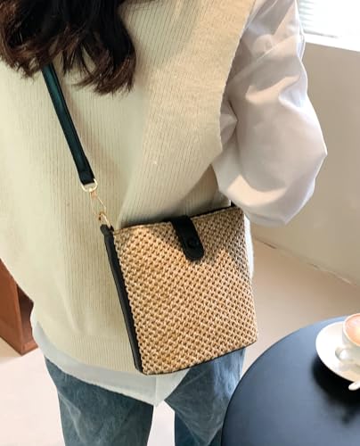Image of Straw Beach Bags For Women Rattan Purse Summer Straw Cross-body Bag Raffia Handbag Purses Shoulder Bag Small Bucket Bag 2026