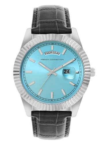 Image of French Connection Analog Blue Dial Leather Strap Quartz Watch for Men - FCN0135UBL