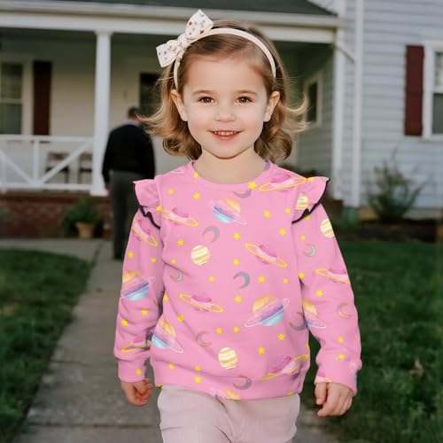 GePrint Girls Pullover Crewneck Sweatshirt Breathable Washable Pullover Drop Shoulder Sweater Top Toddler to Little Kid 1-8T3