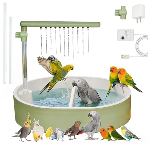 Automatic Bird Bath Parrot Shower with Circulating Water Green Pipe