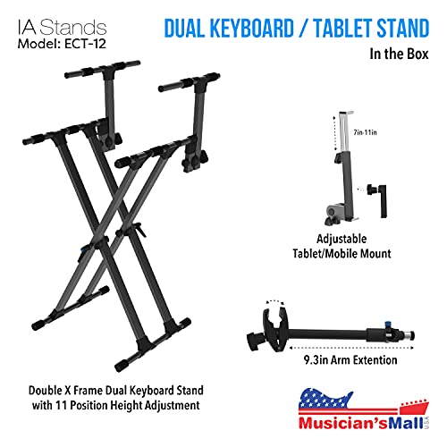 IA Stands ECT12 Adjustable X-Style Dual Keyboard Stand