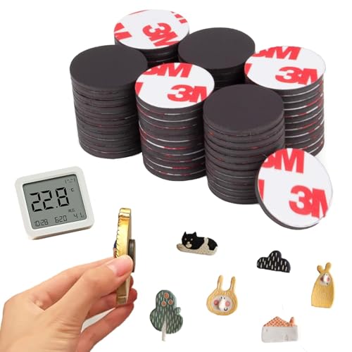 Lot de 26 Aimants à Coller, 20mm Aimant Autocollant, Aimant Adhesif Ronds pour Objets légers et Petits, Puissants Ronds, pour Réfrigérateur, Tableau Noir
