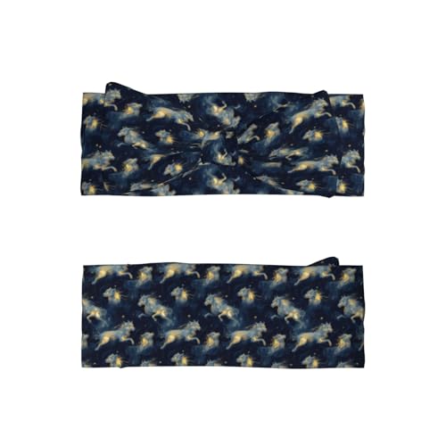Fantasy Starry Sky Wolf Print Baby Girl Bows Headbands Baby Girls Newborn Headbands Infant Toddlers 0-6 Months2