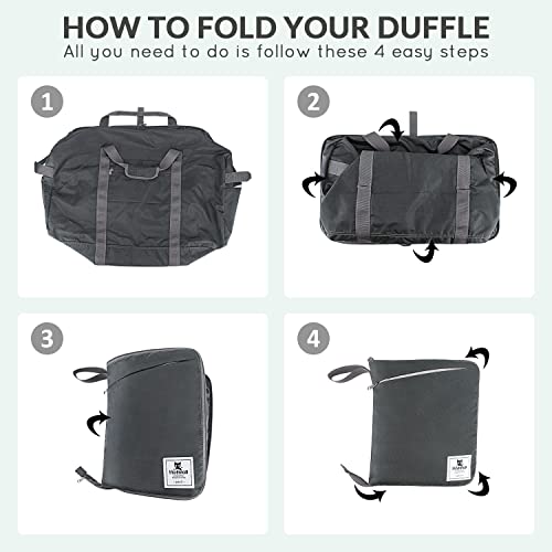 Hafmall 100L Foldable Duffle Bag For Traveling, Large Duffel Bag With Shoes Compartment, Water Resistant Travel Duffle Bag For Women Men, Packable Weekender Bag/Overnight Bag, Dark Gray #TOP4
