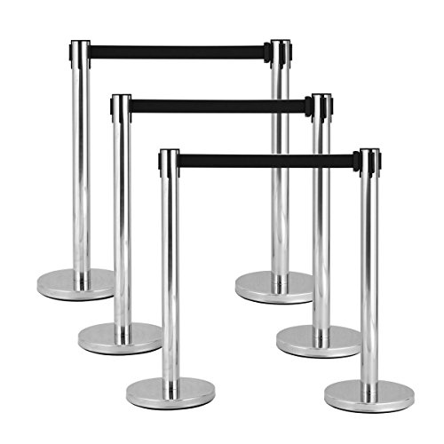 Goplus 6Pcs Stanchion Post Crowd Control Barrier Stainless Steel Stanchions with 6.5